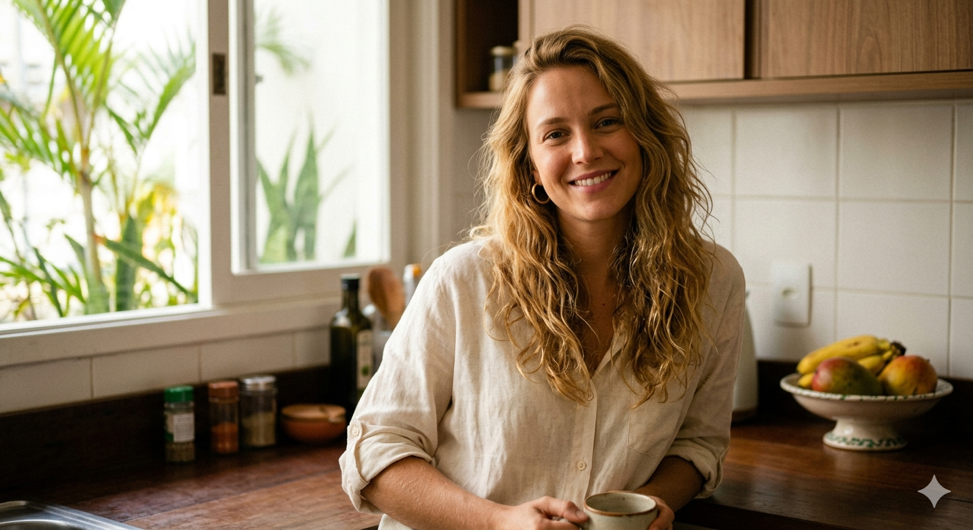 Michelle Gherardi na cozinha